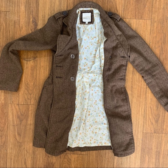 HERITAGE 1981 Tweed Coat Jacket Double Breasted Brown Size S. - Picture 9 of 14